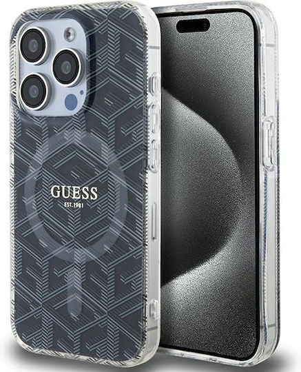 Guess Iml Gcube Magsafe Umschlag Rückseite Kunststoff Schwarz (iPhone 15 Pro Max)