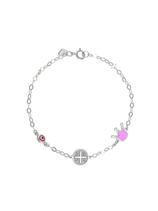 Ioannis Κόσμημα Kids Silver Bracelet with Crown for Girl