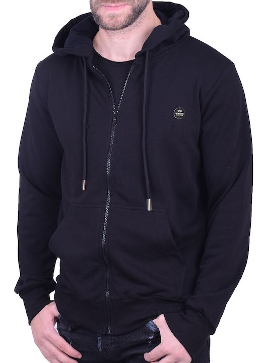 New Wave Men's Sweatshirt Jacket with Hood BLACK