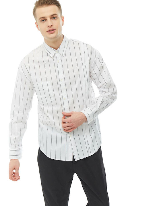 Antony Morato Men's Shirt Long Sleeve Striped White