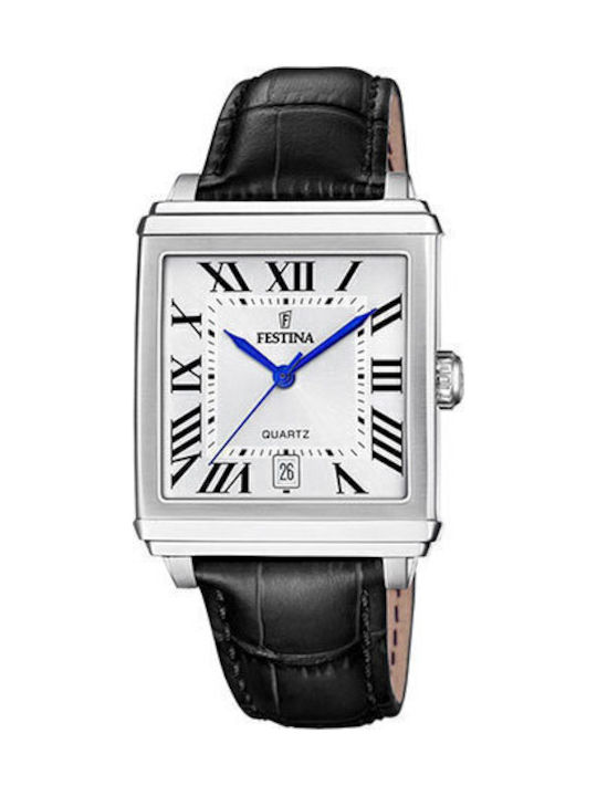 Festina Ανδρικό Ρολόι Μπαταρίας με Μαύρο Δερμάτινο Λουράκι