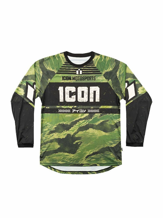 Icon Pentru bărbați Tricou Motocross Mânecă lungă Verde Culoare