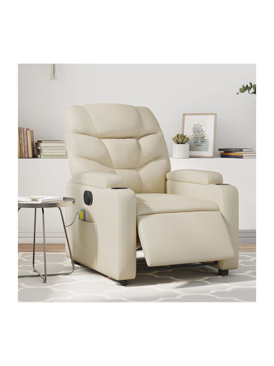 Relaxsessel Friseurwaschbecken mit Fußhocker aus Kunstleder Cream 74x89x100cm