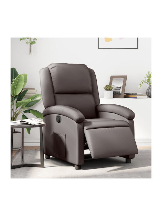 Fotoliu Relax cu Puf din Piele Naturală Maro închis 71x86.5x99.5cm