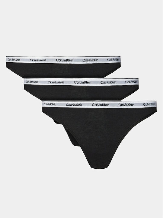 Calvin Klein Bumbac Femei Șir de caractere 3Pack Negre