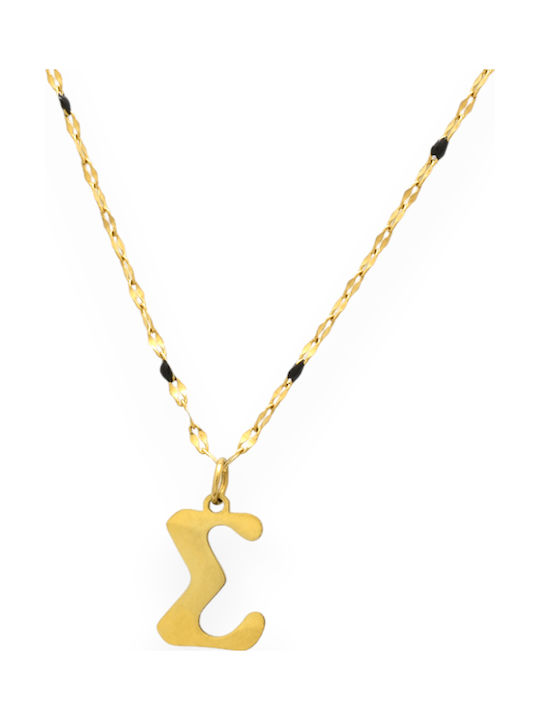 Goldjewels Κολιέ Μονόγραμμα "Σ" από Επιχρυσωμένο Ατσάλι