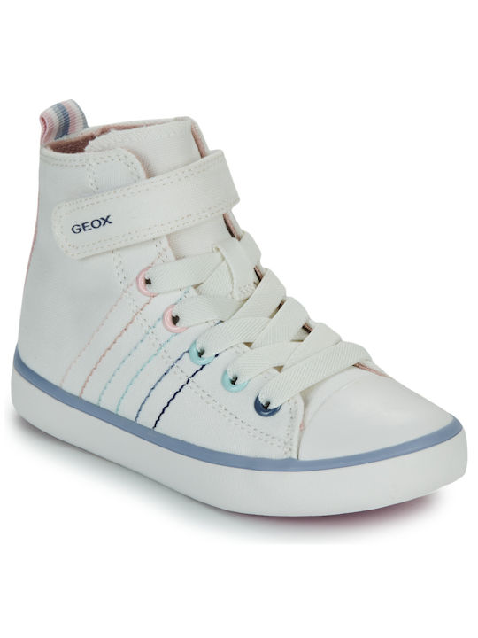 Geox Παιδικά Sneakers High Ανατομικά Λευκά