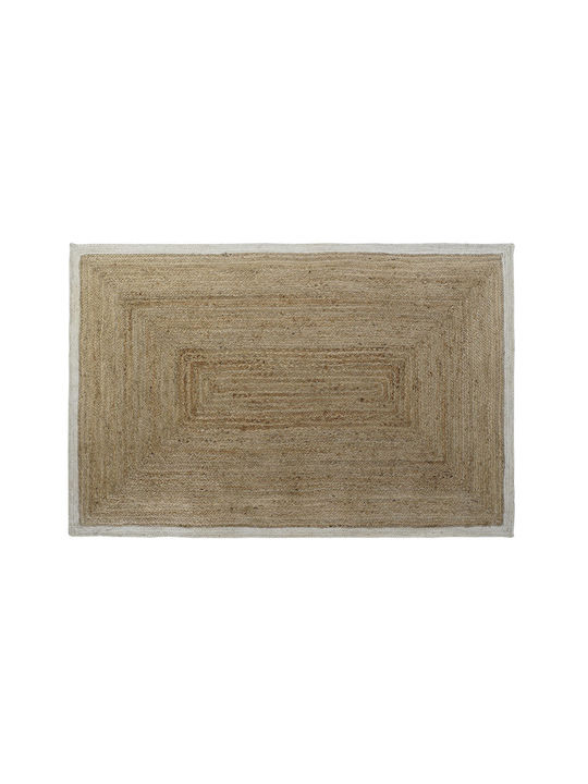 DKD Home Decor Covor Rectangular Timp de vară din iută White Light brown