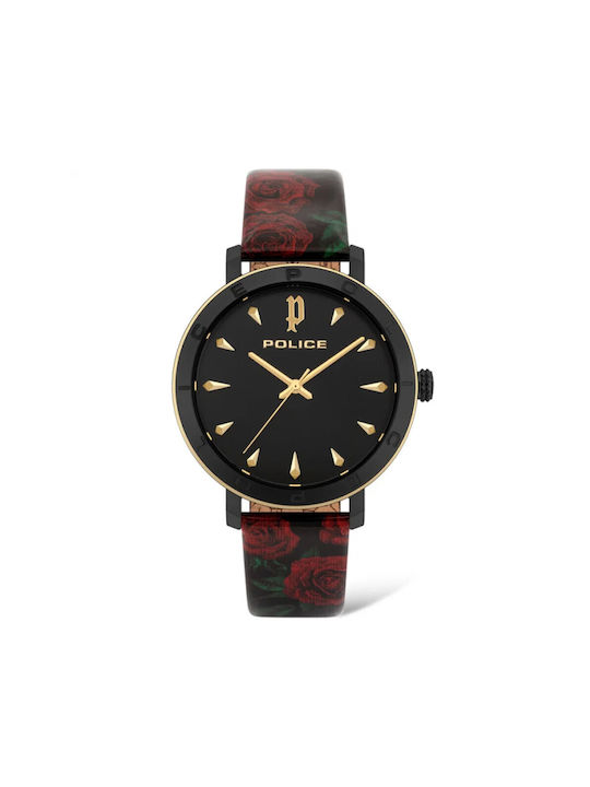 Police Women's Watch with Burgundy Leather Strap