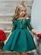Kinderkleid Langärmelig Spitze Blumen Green