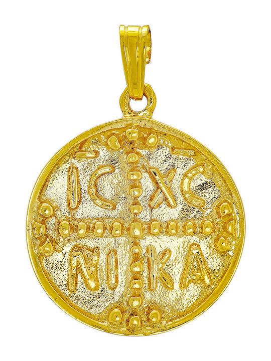Kiriakos Gofas Pendant Kids Talisman Double Sided Konstantinato made of Gold 14K KN522