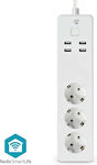 Nedis Smart Power Strip with Switch and USB White