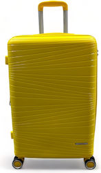 Olia Home Μεσαία Βαλίτσα Ταξιδιού Κίτρινη με 4 Ρόδες Ύψους 65εκ.