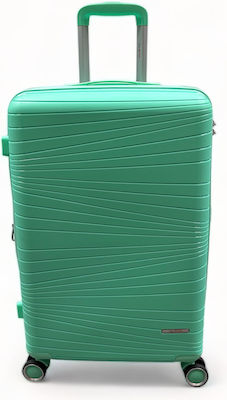 Olia Home Large Travel Suitcase Green with 4 Wheels Height 75cm