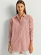 Ralph Lauren Women's Striped Long Sleeve Shirt Pink Mahogany