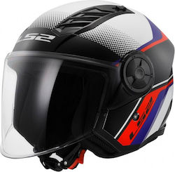 LS2 Of616 Airflow Ii Jet Helmet ECE 22.06 1500gr Rush White/Blue/Red