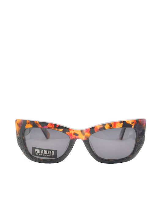 Uglybell Women's Sunglasses with Multicolour Tartaruga Plastic Frame and Gray Lens UGLYBELLPAGAN-C2