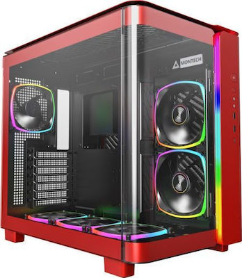 Montech King 95 Pro Midi Tower Computer Case with Window Panel Red