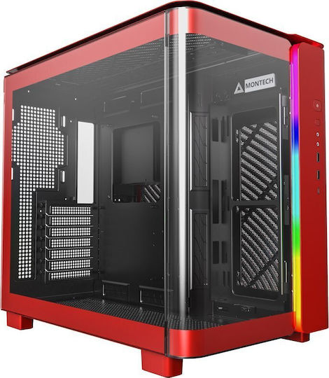 Montech King 95 Gaming Midi Tower Κουτί Υπολογιστή με Πλαϊνό Παράθυρο Κόκκινο