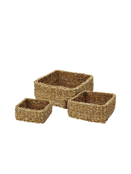 Zaros Set of 3 Beige Wicker Decorative Baskets