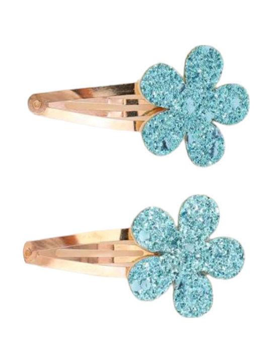 Set Kinderhaarklammern mit Haarspange Blume in Blau Farbe 2Stück