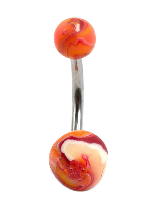 Poco Loco Bauchnabel Piercing aus Stahl Silber / Orange