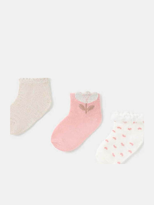 Mayoral Детски къси чорапи Ecru/pink/gold 3 Чифта