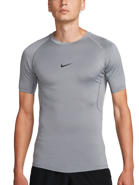 Nike Tight Bărbați T-shirt Sportiv cu Mânecă Scurtă Dri-Fit Gri