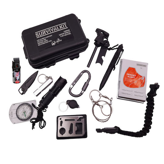 Survival 13 Survival Kit Case with Flashlight