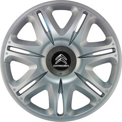 J-Tec Nascar Τάσια 14" με Σήμα Citroen Ασημί 4τμχ
