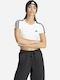 Adidas Essentials 3-stripes Γυναικείο Αθλητικό Crop T-shirt Ριγέ Λευκό