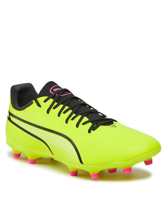 Puma King Pro FG/AG Χαμηλά Ποδοσφαιρικά Παπούτσια με Τάπες Κίτρινα