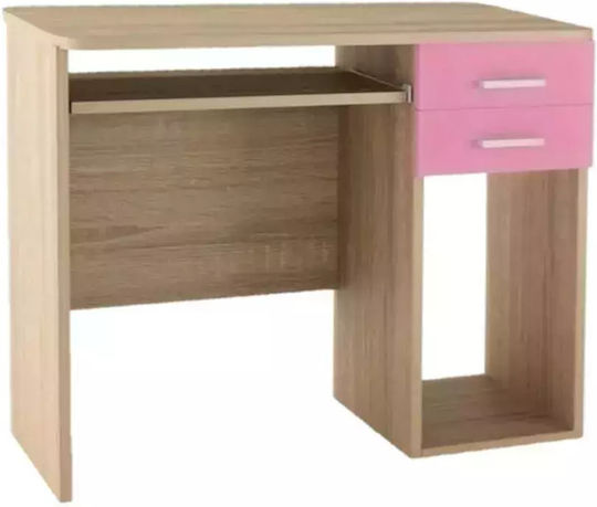 Kinderschreibtisch aus Melamin Oak/Pink 100x55x80cm
