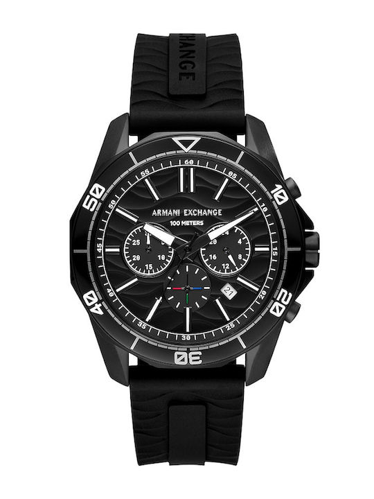 Armani Exchange Мъжки Часовник 44мм Хронограф На батерия с Черен каучук каишка