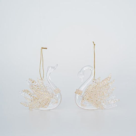 Set Hängende Weihnachtsbaumschmuck Schwäne Acryl Transparent 10x9cm 6 Stück