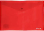 Διάφανο Φάκελος Διαφανής με Κουμπί για Χαρτί A4 Κόκκινος 10τμχ