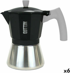 Quttin Stovetop Espresso Pot for 3 Cups Silver