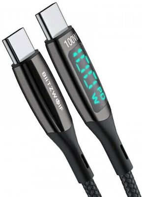 Braided USB 2.0 Cable USB-C male - USB-C 100W Green 1.8m (BW-TC23)
