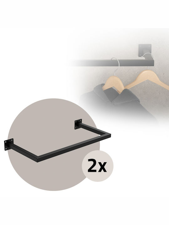ML-Design Κρεμάστρα Τοίχου Μεταλλική Μαύρη 60x30cm