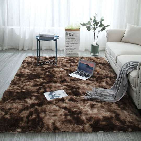 To Megalo Pazari Living Room Rug Non-slip Shaggy Furry 80x180cm Brown To Megalo Pazari Living Room Rug Non-slip Shaggy Furry 80x180cm Brown