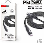Tranyoo T-P16 Geflochten USB-C zu Lightning Kabel 20W Schwarz 2m (72014)
