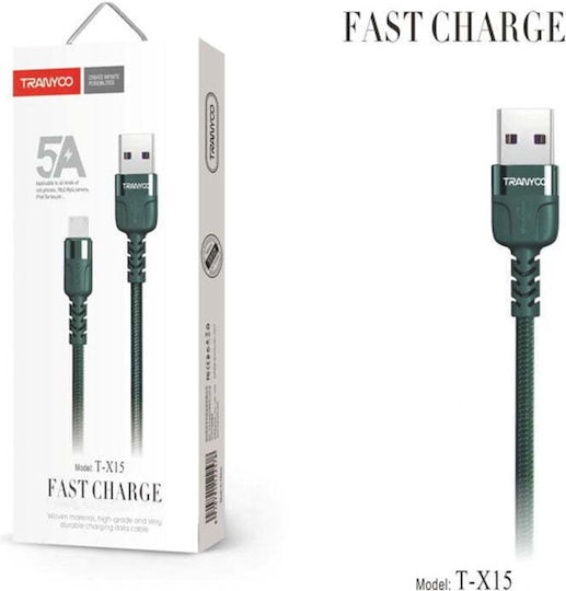 Tranyoo T-X15l Geflochten USB-A zu Lightning Kabel Schwarz 1m (72009)