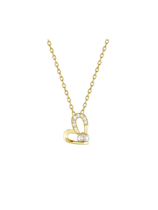 Prince Silvero Halskette mit Design Herz aus Vergoldet Silber mit Zirkonia