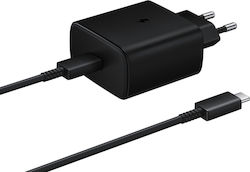 Samsung Φορτιστής με Θύρα USB-C και Καλώδιο USB-C - USB-C 45W Μαύρος (EP-TA845)