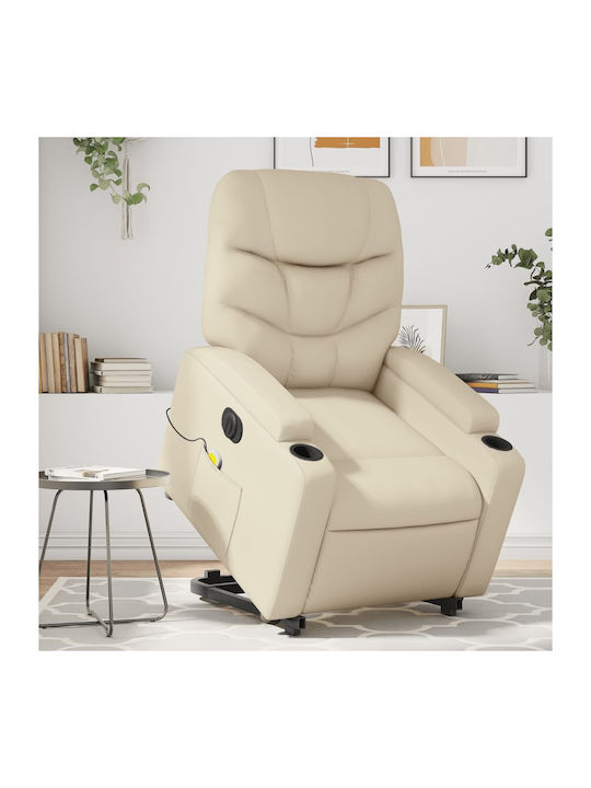 Relax Armchair Massage with Footstool from Leatherette Cream 74x89x100cm