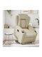 Relax Armchair with Footstool from Leatherette Cream 77x94.5x100cm