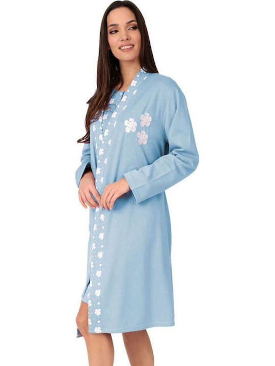 Tres Chic Winter Damen Robe mit Nachthemd Sky Blue