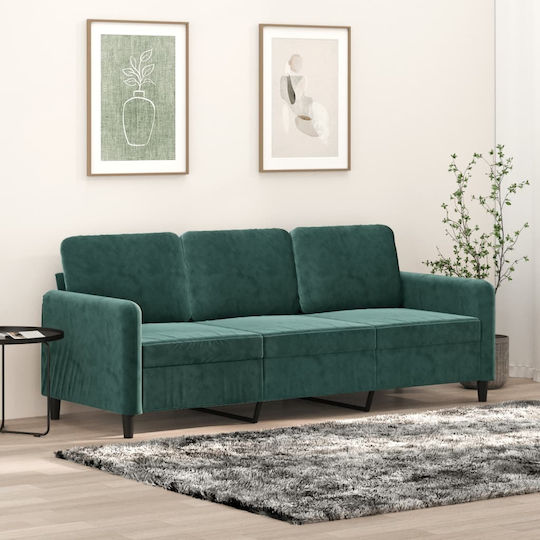 Canapea Cu Trei Locuri Catifelat Verde Închis 198x77x80 cm