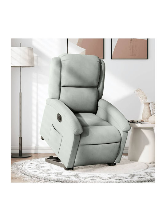 Relaxsessel mit Fußhocker Samt Grey 71x86.5x99.5cm