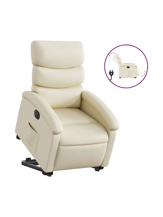 Relax Armchair with Footstool made of Leatherette Cream